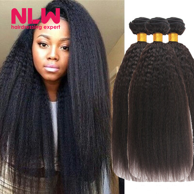 

3 Bundles Black Women Friendly Remy Kinky Straight Hair Weave 8A Malaysian Virgin Hair Free Drop Shipping Kinky Straight Bouncy