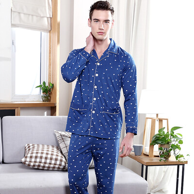 

[Jingdong supermarket] red beans home pajamas female spring cotton long-sleeved fashion stripes home clothing set Tibetan Green 165 / 88A