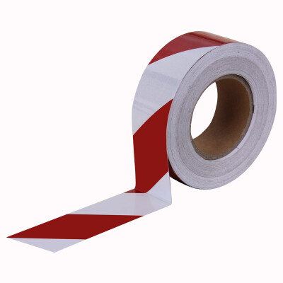 

Funny red&white diagonal twill strip width 5cm long 457 meters safe area warning line wall paste floor logo reflective film warning tape