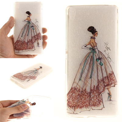 

Hand-painted dress Pattern Soft Thin TPU Rubber Silicone Gel Case Cover for SONY Xperia XA