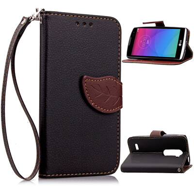 

Black Design PU Leather Flip Cover Wallet Card Holder Case for LG Leon C40