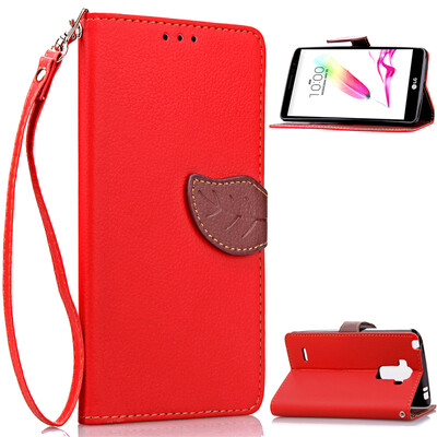 

Red Design PU Leather Flip Cover Wallet Card Holder Case for LG G4 Stylus