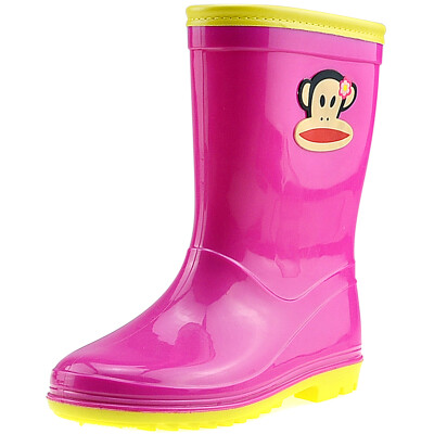 

Jingdong supermarket] PaulFrank mouth monkey rain boots in the tube waterproof plastic shoes sets of shoes children men and women baby fashion boots PF1003 rose red 29 yards