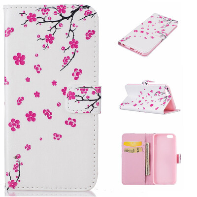 

peach blossom Design PU Leather Flip Cover Wallet Card Holder Case for IPHONE 66S