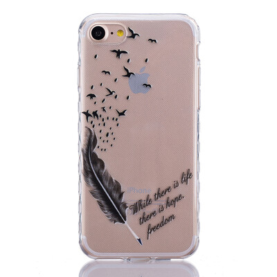 

Feathers and birds Pattern Soft Thin TPU Rubber Silicone Gel Case Cover for IPHONE 7