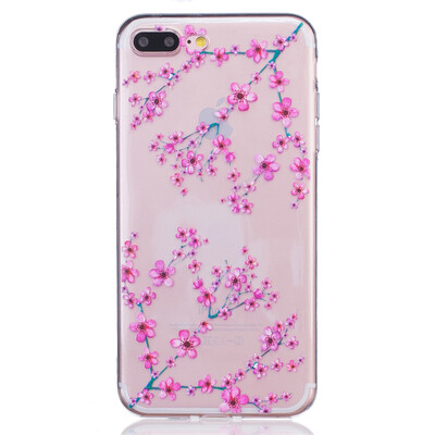 

Plum blossom Dress girl Pattern Soft Thin TPU Rubber Silicone Gel Case Cover for IPHONE 7 Plus