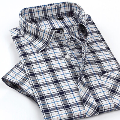 

Summer men's casual short-sleeved plaid shirt