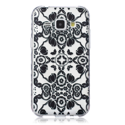 

Black flowers Pattern Soft Thin TPU Rubber Silicone Gel Case Cover for SAMSUNG Galaxy J1
