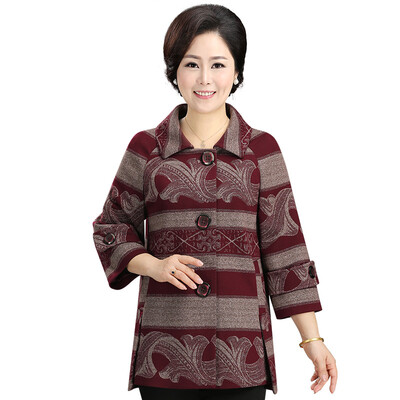 

FOMAMA 2017 осень дамы пальто средней и старой женщины женщин шаблон тележки пальто кнопки T7113T0011 красный XL