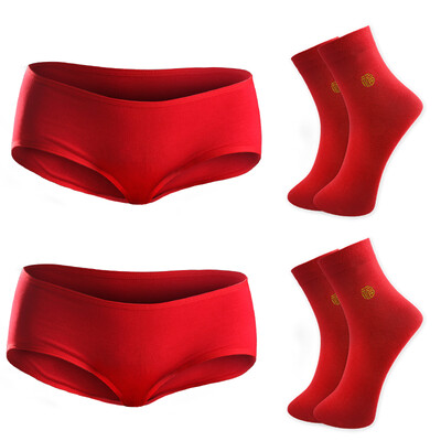 

Miss Heng Yuanxiang Embroidery Fu word Ben life red underwear socks combination socks 2 double underwear 2 16590
