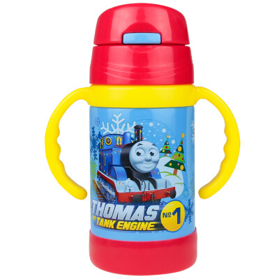 

Thomas & Friends THOMAS & FRIENDS Baby Insulation Cup Baby Portable Double Handle Sucker Bottle 260ML Light Blue