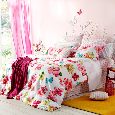 

(Dohia) Комплект постельных принадлежностей Хлопок Twill Print Bed 4шт 1,5 м Кровать Гибискус Гибискус 200x230см