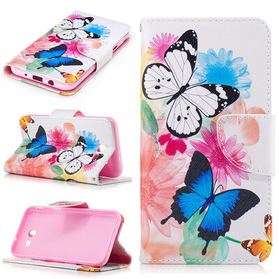 

Две бабочки Дизайн искусственная кожа флип бумажник Card Case Держатель Обложка для Samsung Galaxy 2017 г. J3