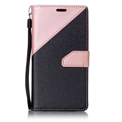 

Black + rose gold Design PU Leather Wallet Case Classic Flip Cover with Stand Function and Credit Card Slot for SAMSUNG Galaxy J3