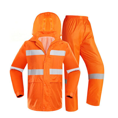 

CNMF moufu Fluorescent orange reflective raincoat suit