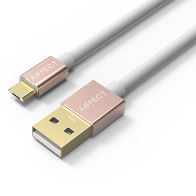 

Eiffel (AIFFECT) UM2A1-RR15 алюминиевая оболочка защитный кабель для мобильного телефона плоский кабель для передачи данных Micro USB кабель питания поддержка просо / Huawei и другое розовое золото 1,5 метра