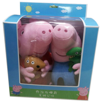 

Piggy Peppa Pig Genuine Pink Piglet Pepe Pig George 2 Pack Gift Box Plush Toys Pepe 30cm George 30cm