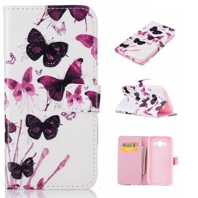 

painting butterfly Design PU Leather Flip Cover Wallet Card Holder Case for SAMSUNG Galaxy J5