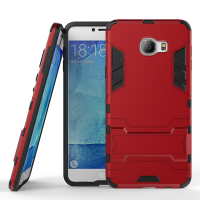 

Red Slim Robot Armor Kickstand Shockproof Hard Rugged Rubber Back Case For SAMSUNG GALAXY C7