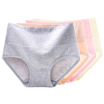 

The United States&Ya Ting 4 installed in the high waist ladies underwear pure cotton crotch triangle underwear female Ma gray pink light light yellow