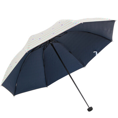 

Paradise umbrella UPF50 Symphony blue plastic silk print stripes spend three fold black bar steel sunny umbrella sun umbrella skin color 30053ELCJ
