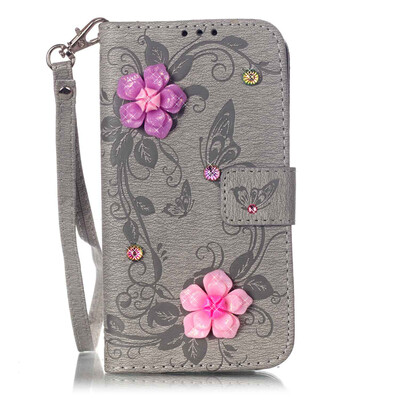 

Gray Butterfly Style PU Leather Flip Cover Wallet Card Holder Case for SAMSUNG G530