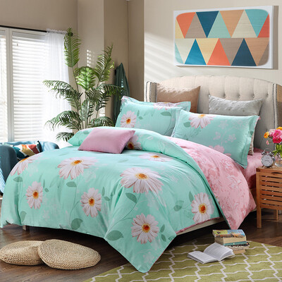 

Yi Er Man Suite Home Textiles Four-piece cotton cotton twill kits 15 m&18 m bed universal quilt bed sheets small daisy-green