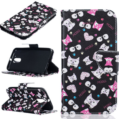 

Black cat Design PU Leather Flip Cover Wallet Card Holder Case for Moto G4G4 Plus