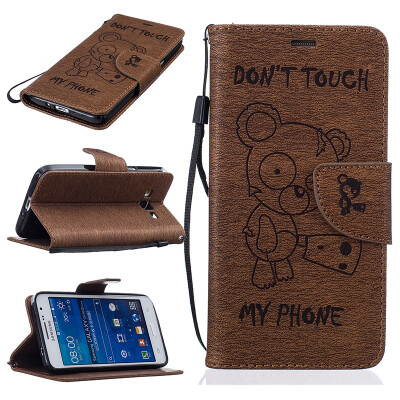 

coffee Bear Style Embossing Classic Flip Cover with Stand Function and Credit Card Slot for SAMSUNG GALAXY Grand Prime G530