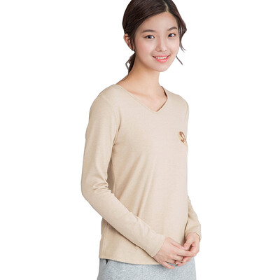 

Yan Man (INMAN) simple printing wild primer long sleeve T shirt female apricot S 1864021690