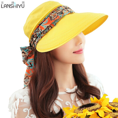 

Lan Shiyu M4008 sun hat female spring&summer folding sunscreen sun hat yellow