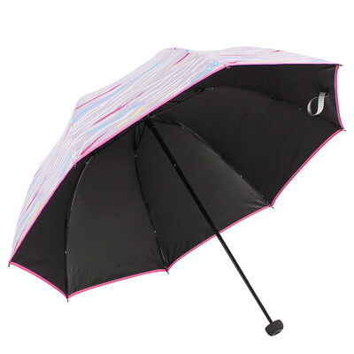 

Paradise umbrella color zebra black silk silk screen anti - UV three fold mushroom steel sunny umbrella red lotus 33012E