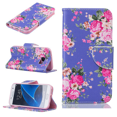 

Purple flowers Design PU Leather Flip Cover Wallet Card Holder Case for SAMSUNG GALAXY S7