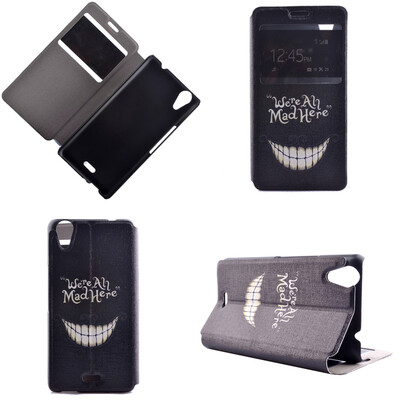 

Smiling Teeth Design PU Leather Flip Cover Wallet Card Holder Case for Wiko Rainbow Up