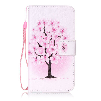 

Peach Blossom Design PU Leather Flip Cover Wallet Card Holder Case for HTC Desire 626