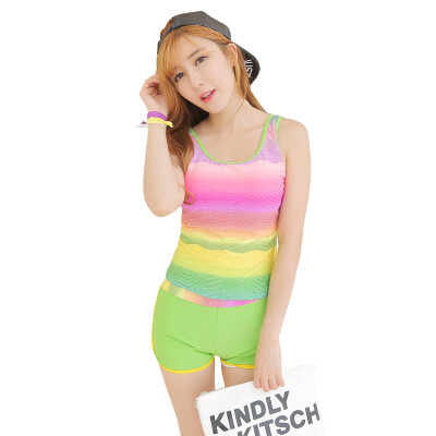 

Qiaohai QIHAI 5226-1 new women split angle swimsuit small chest gather was thin covered belly conservative hot spring split swimsuit L green