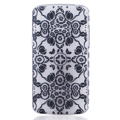 

Black flowers Pattern Soft Thin TPU Rubber Silicone Gel Case Cover for LG K5