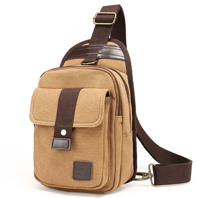 

Simo (SIMU) chest bag shoulder bag Messenger bag leisure sports canvas bag multi-functional pockets can be put ipad mini 1620 black