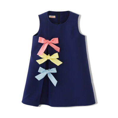 

Flossie Flordeer French Kids Girl Bowknot Skirt Vest Skirt Dress F71014 Navy Blue 150