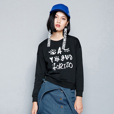 

Semir Lady Sleeve Graffiti Letter Print T-shirt Korean version 19316160215