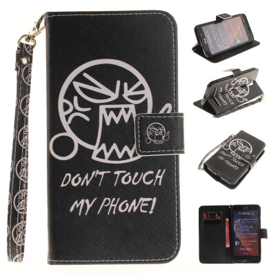 

Do not touch me Design PU Leather Flip Cover Wallet Card Holder Case for ASUS ZenFone 2 ZE551ML