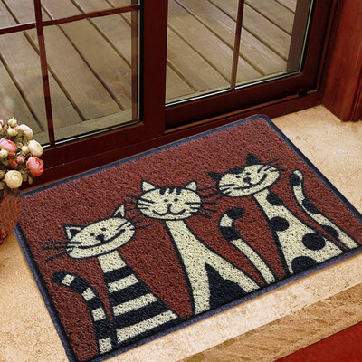 

LIDIMEI pad mats living room cushions porch mat color pet circles dark red main color meow PVC net 45 75CM