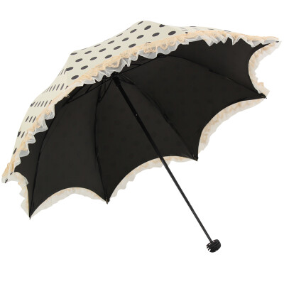 

Jingdong supermarket] umbrella umbrella UPF50 + black silk screen black dotted double lace lace three fold mushroom sunny umbrella sun umbrella pink 30046ELCJ