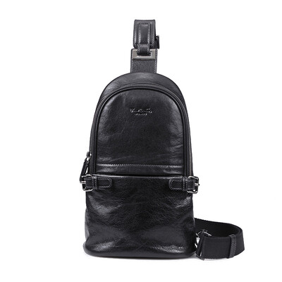 

Pierre cardin pierre cardin men&39s chest bag men bag casual backpack Korean version of the Messenger bag retro cow leather tide male package JEV105127A black