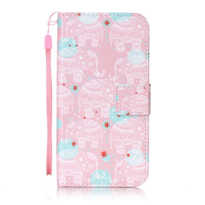 

Pink Elephant Design PU Leather Flip Cover Wallet Card Holder Case for Huawei Honor 4C