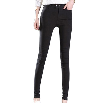 

Fubixi FUBIXIAN Korean casual wild high waist elastic foot pencil pants K5188 black S