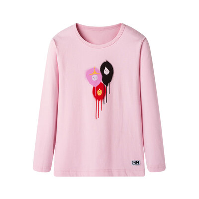 

Three guns dits neutral soft light skin moisturizing cotton children children round neck long sleeve shirt 2C019A0 tender pink powder 110