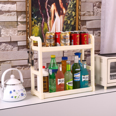 

【Jingdong Supermarket】 Space Workshop Shelf Two-layer Plastic Kitchen Seasoning Bottle Storage Strap Hook White WJ10080