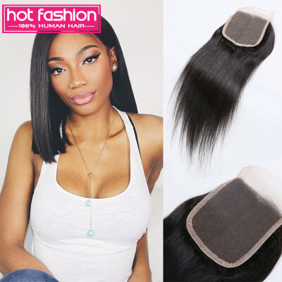 

Natural Color Indian Straight Closure Lace Closure Indian Straight Hair 3 Parts Human Hair Closure Bleached Knots Hot Fashion Hair