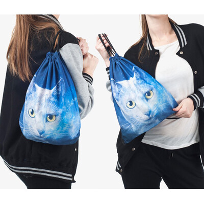 

MyMei Waterproof Drawstring Storage Bag Cute Animals 3D Digital Printing Polyester ToysTravel Shoes Laundry Lingerie Makeup Pouch